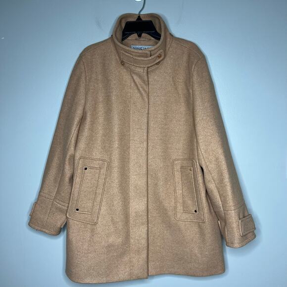 Nine West Camel City Coat Tan Peacoat Women's XL Minimalist Preppy Academia - Picture 1 of 12